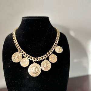 Gold Coin Charm Statement Necklace - Elegant Womens Necklace